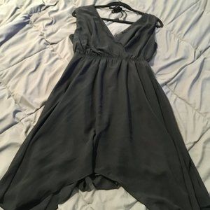BCBG Black Asymmetric Handkerchief Midi Dress OBO